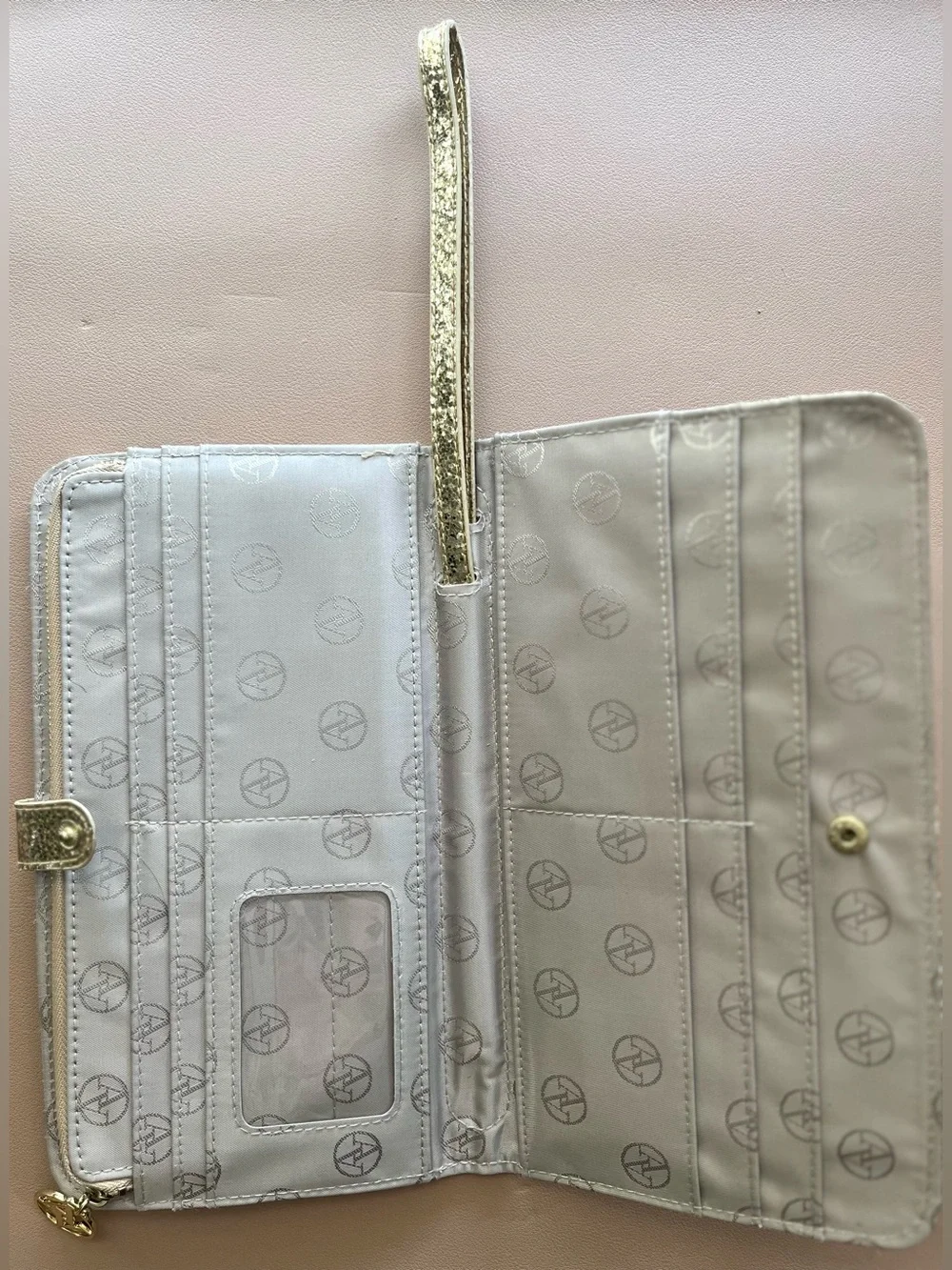 Adrienne Vittadini Gold Glitter Wallet/Wristlet